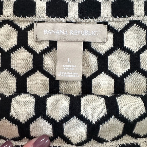 Banana Republic Cashmere Blend Sweater Skirt Honeycomb Black Cream Large - Picture 2 of 8